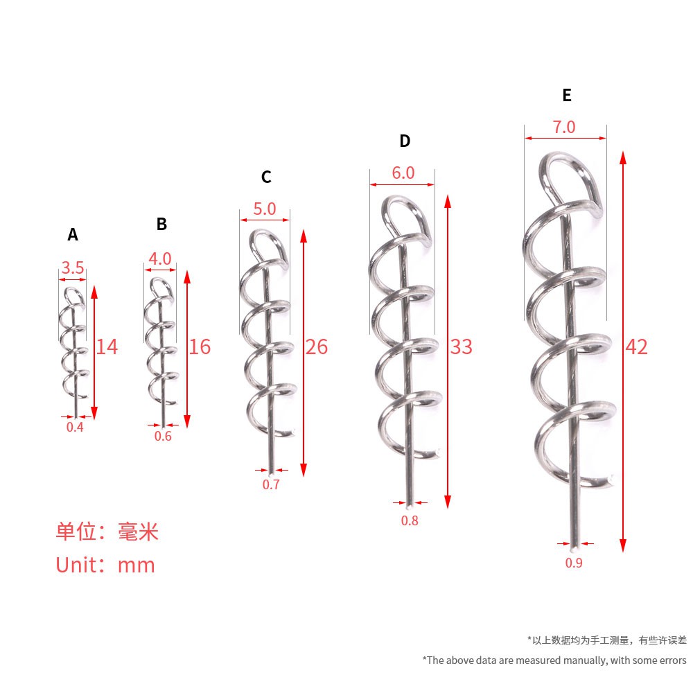 HENGJIA 50Pcs Jarum Kait Spiral Fixed Latch Pin untuk Aksesoris Umpan Lembut