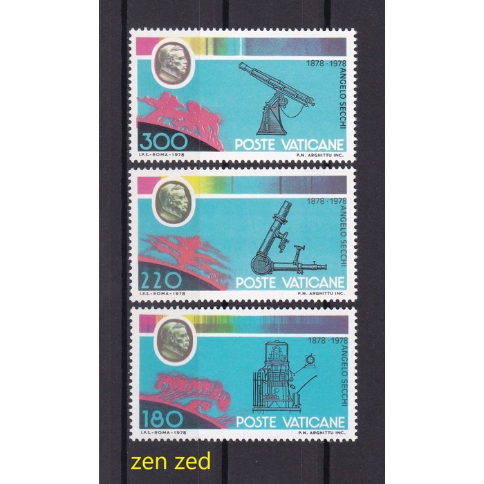 

0437 Perangko Vatican City 1979 Angelo Secchi 3v Mnh
