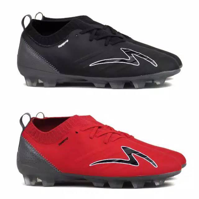 Sepatu bola Specs terbaru Swervo Galactica FG - Black Dark Cool Grey Emperor Red