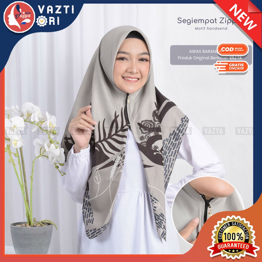 Hijab Instan Segiempat Zipper Motif Sandsend