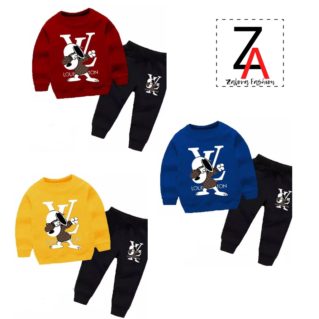 [ZA] SETELAN SWEATER SNOPPY LV / SETELAN ANAK-ANAK FASHION
