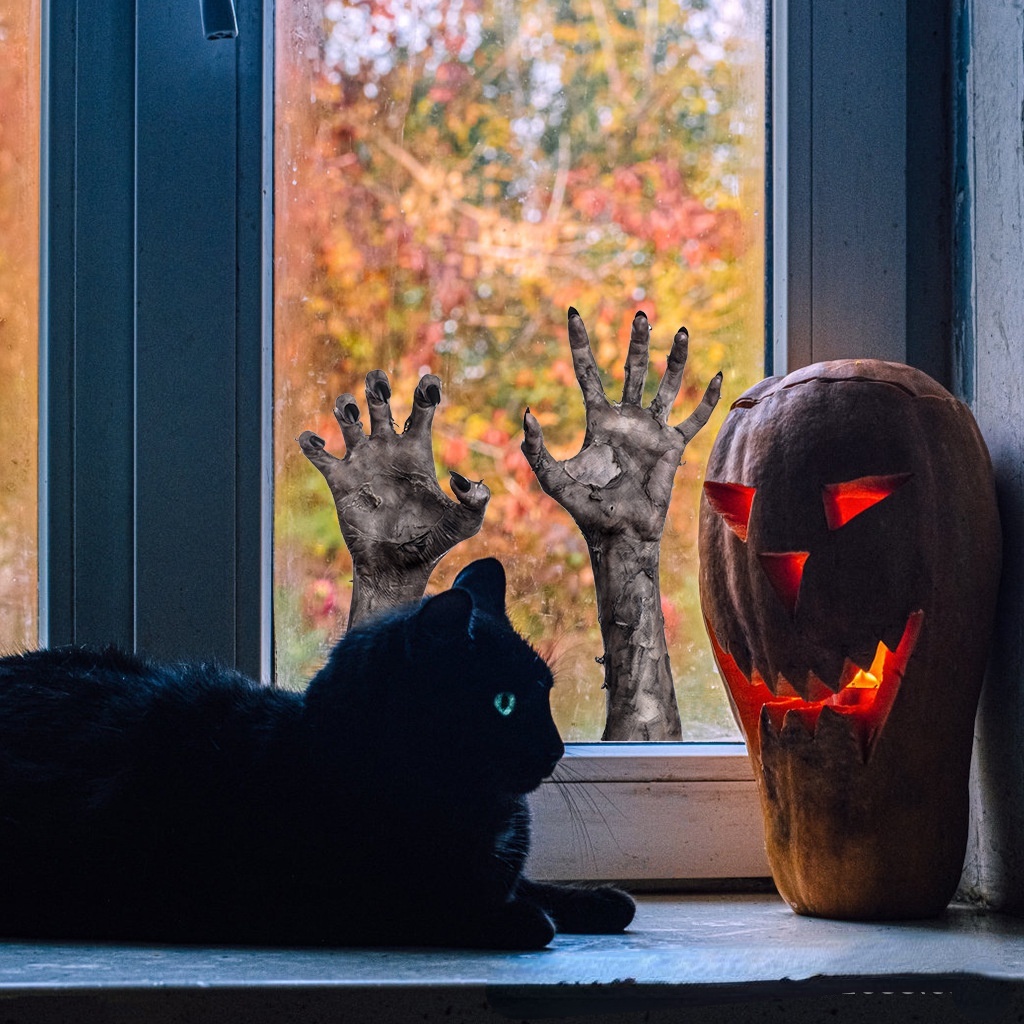 Stiker Dinding Desain Tangan Hantu Horror 3d Untuk Dekorasi Pesta Halloween