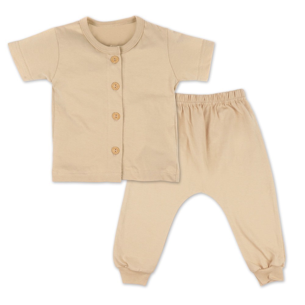 Miabelle Button Set Mix Baju Pendek Celana Panjang - Setelan Piyama Pendek Anak Earth Tone Series