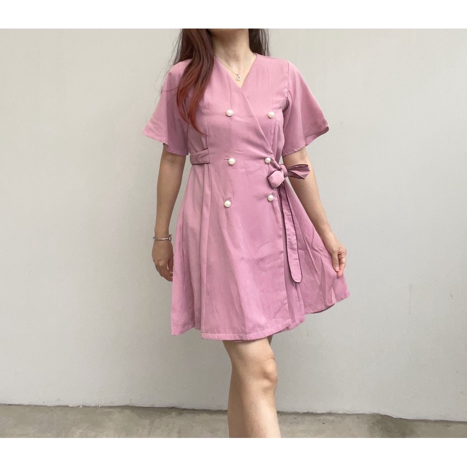 DS1549 - DRESS CASUAL BASIC WOOLPEACH DRESS KIMONO WANITA MODERN MURAH