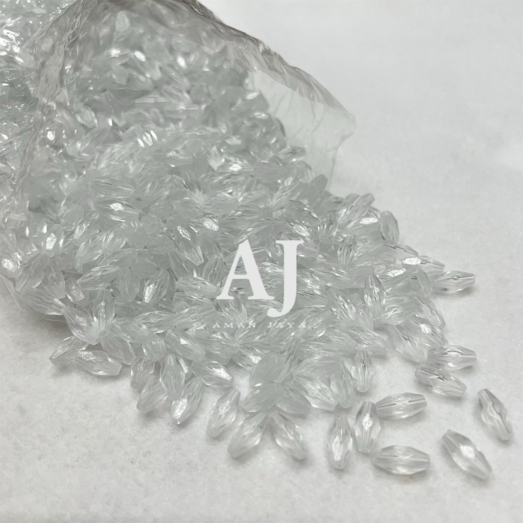 Manik Padi Segi Kaca Polos Mote Mutiara Warna Warni