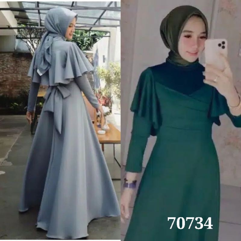 Clara Maxi S M L XL Dress 70734 (KUALITAS SUPER) Gamis Rana Scuba Longdress Muslim Fashion Terbaru