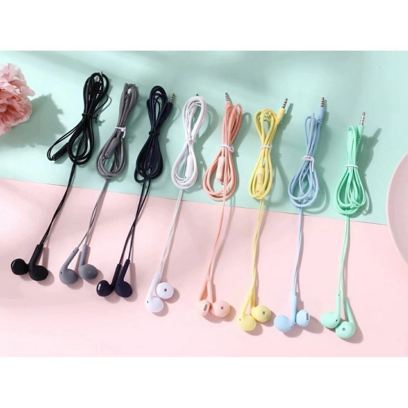 HEADSET MACARON U19 Hifi Stereo Extra Bass Handsfree Matte Colorfull Earphone