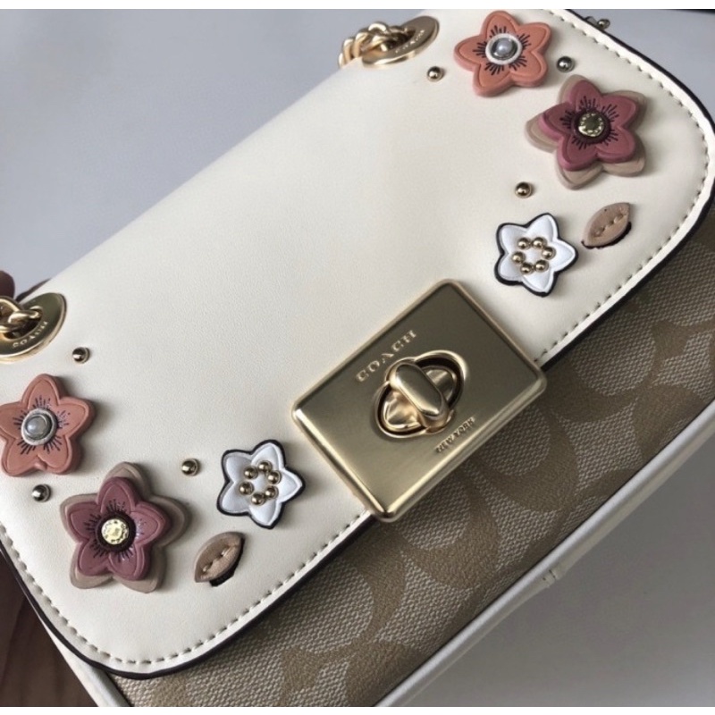 MINI CASSIDY CROSSBODY IN SIGNATURE CANVAS WITH FLORAL APPLIQUE  (COACH F73057)