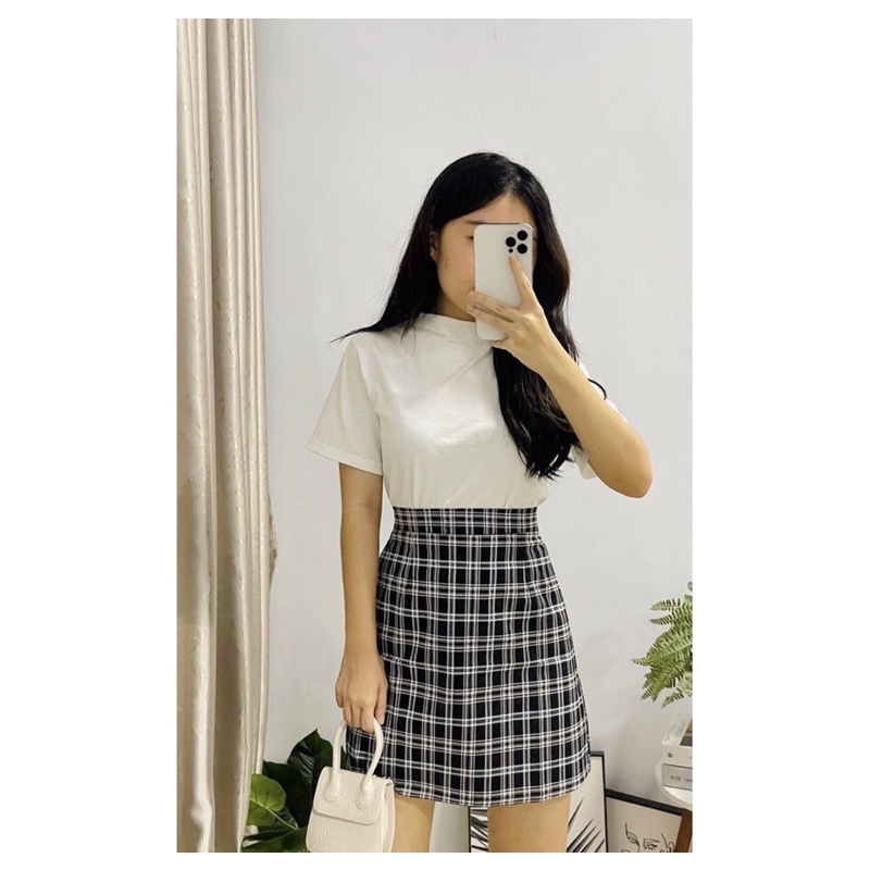 Seohyun Skirt--rok mini--rok korea--rok kotak-kotak korea--rok kotak-kotak