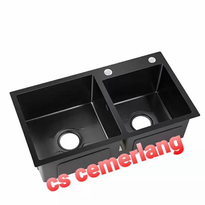 Wastafel - Kitchen Sink Onan 7541 Hitam Black / Bak Cuci Piring Dua Lubang