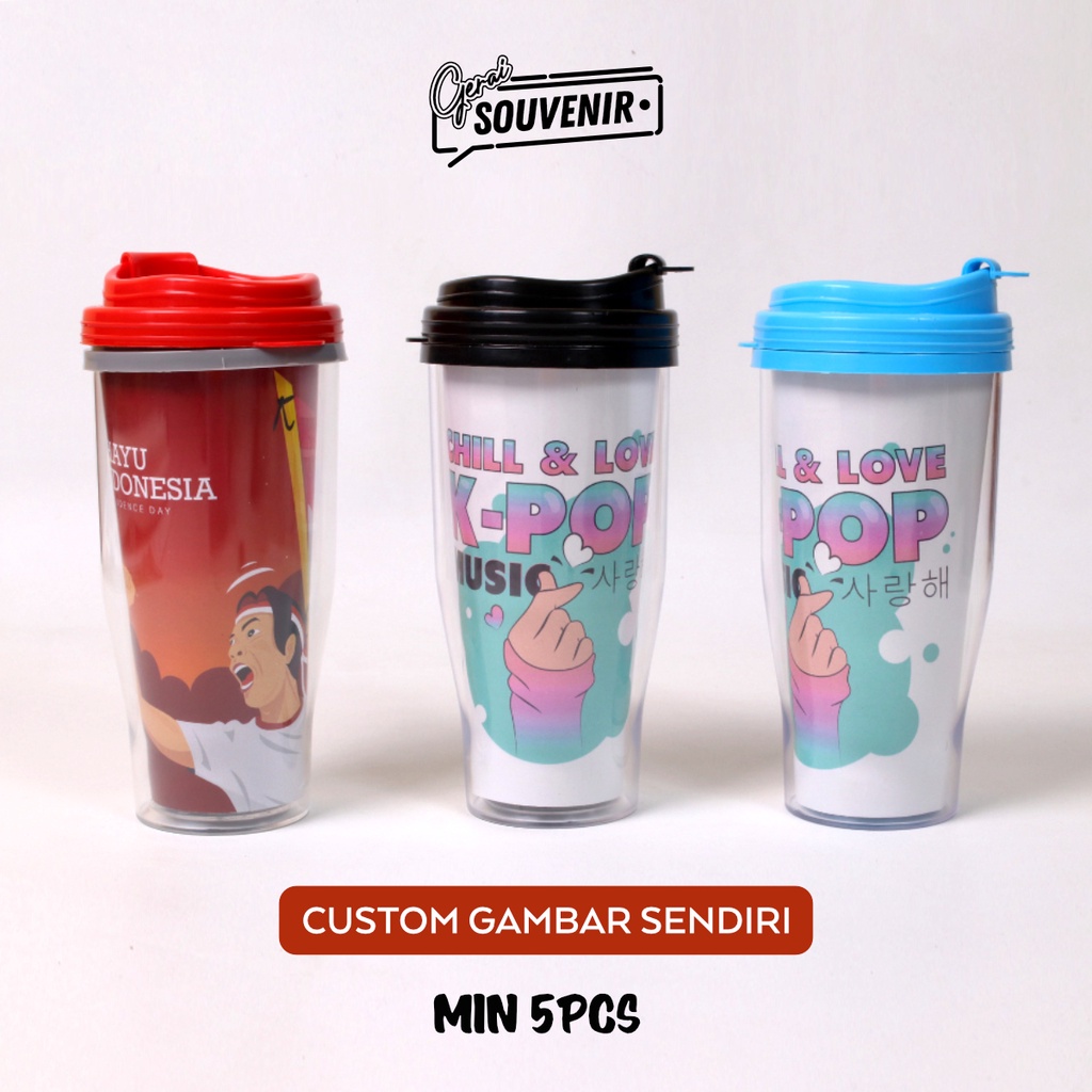 Tumbler Insert Paper Gratis desain Botol minum custom tempat minum unik hadiah souvenir ulang tahun