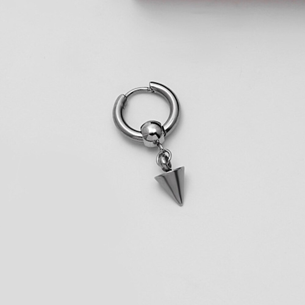 1 Pc Anting Rantai Rumbai Panjang Bentuk Segitiga Geometris Bahan Stainless Steel Gaya Punk Untuk Pria Dan Wanita