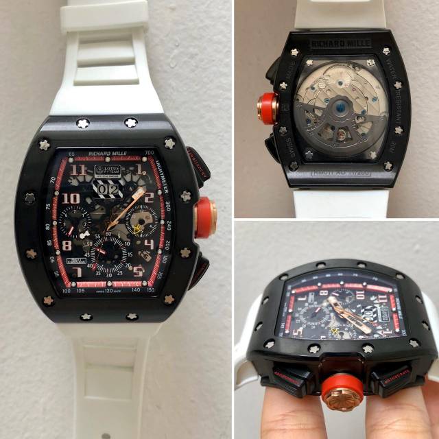 JAM TANGAN PRIA MEREK RM011 BLACK WHITE AUTOMATIC