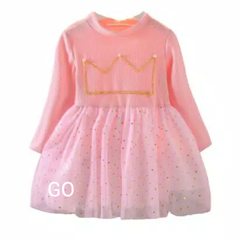 gos DRESS QUEEN OLLY EBV Baju Bayi Anak Perempuan Import Bahan Kaos Lengan Panjang 3 Bulan - 4 Tahun