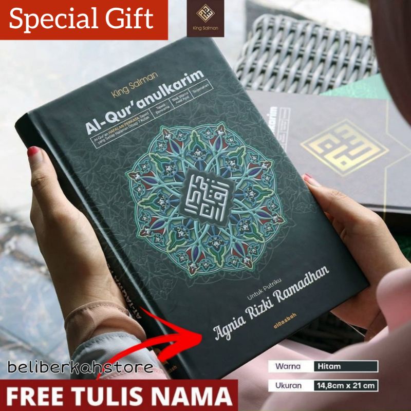 AlQuran Custom Nama - AlQuran King Salman Terjemah Perkata  A4 - Al Quran Besar - Mahar  Kado  Wakaf