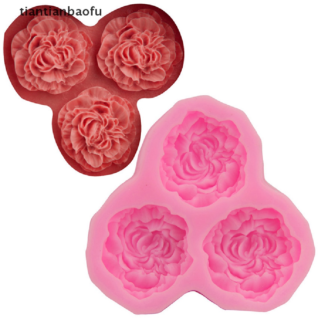 [tiantianbaofu] Peony Flower Silicone Mold Wedding Cupcake Topper Fondant Cake Decorating Tool Boutique