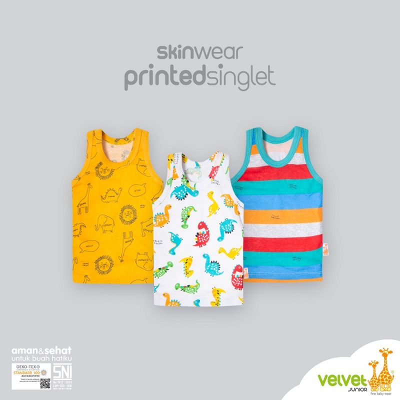 Velvet Junior Baby Printed Singlet Kaus Dalam Bayi Print