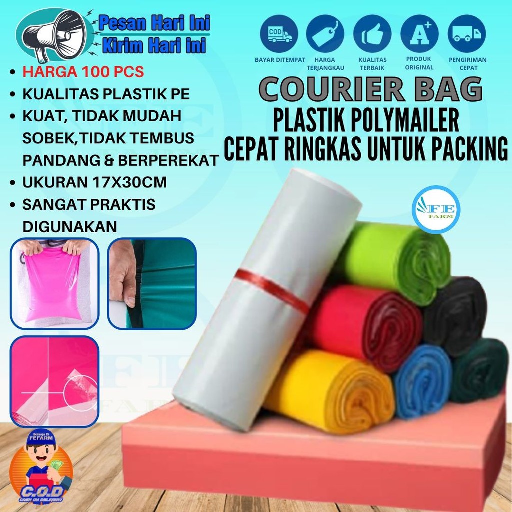 Plastik Kurir Kantong Perekat Courier Bag Polymailer Packingan Online Shop 17x30cm FEFARM