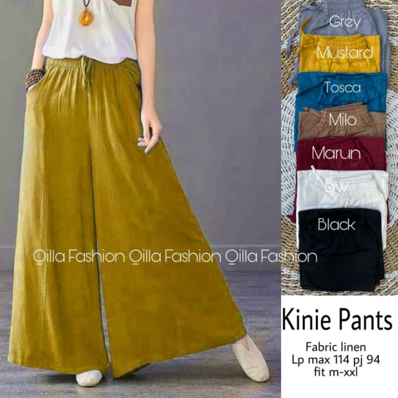 Kinie Celana Panjang Kulot Polos Wanita By Qilla Fashion-5