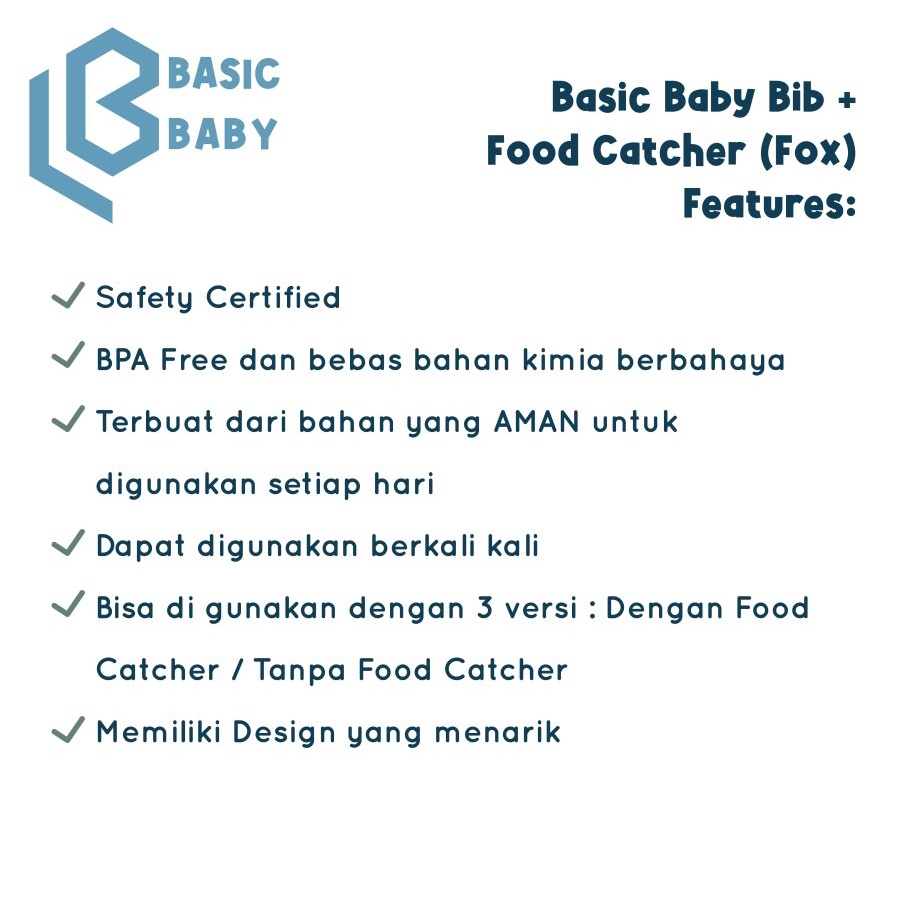 Basic Baby Bib + Silicone Catcher (Bib + Wadah Silicone) – Fox