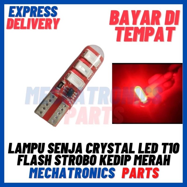 [DSP-9385] LAMPU SENJA LAMPU SEN JELLY CRYSTAL LED T10 FLASH STROBO KEDIP MERAH