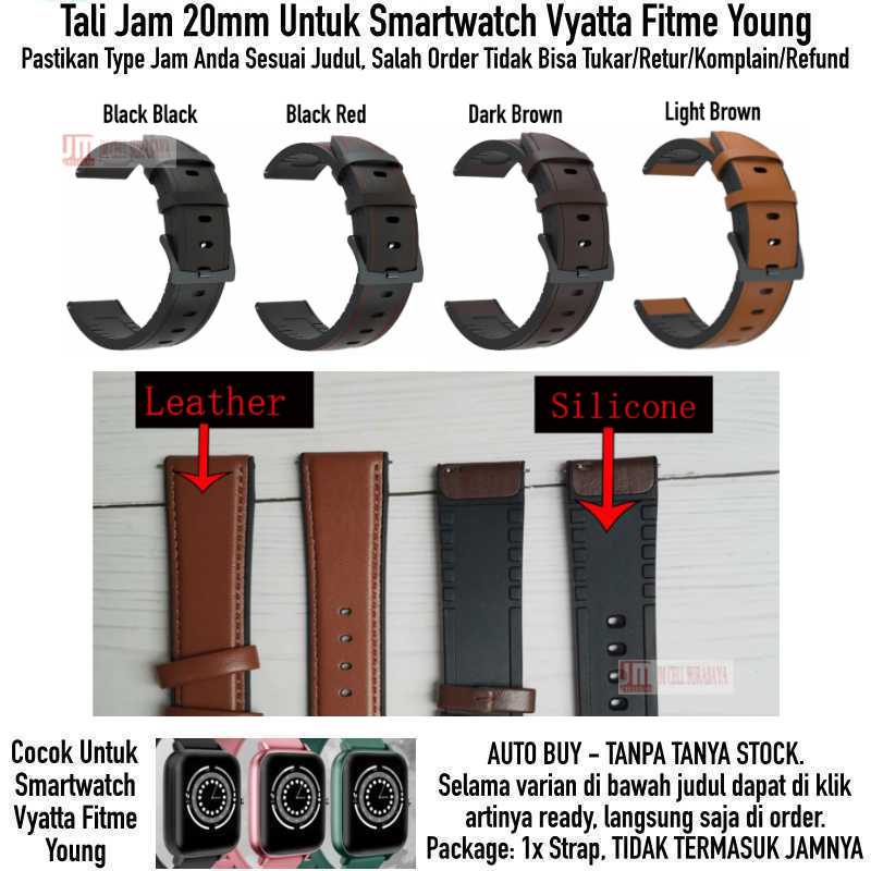 Hybrid Watch Strap Vyatta Fitme Young - Tali Jam Tangan 20mm Rubber Kulit Leather