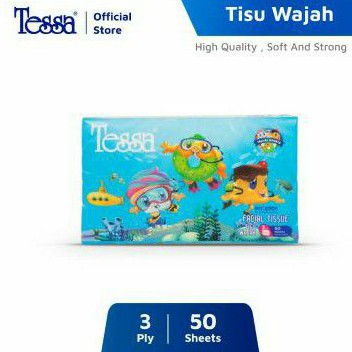 Tessa Travel Pack Facial Tissue 50 Sheets 3ply - Tessa Tisu Wajah Travel Size Pocket Size