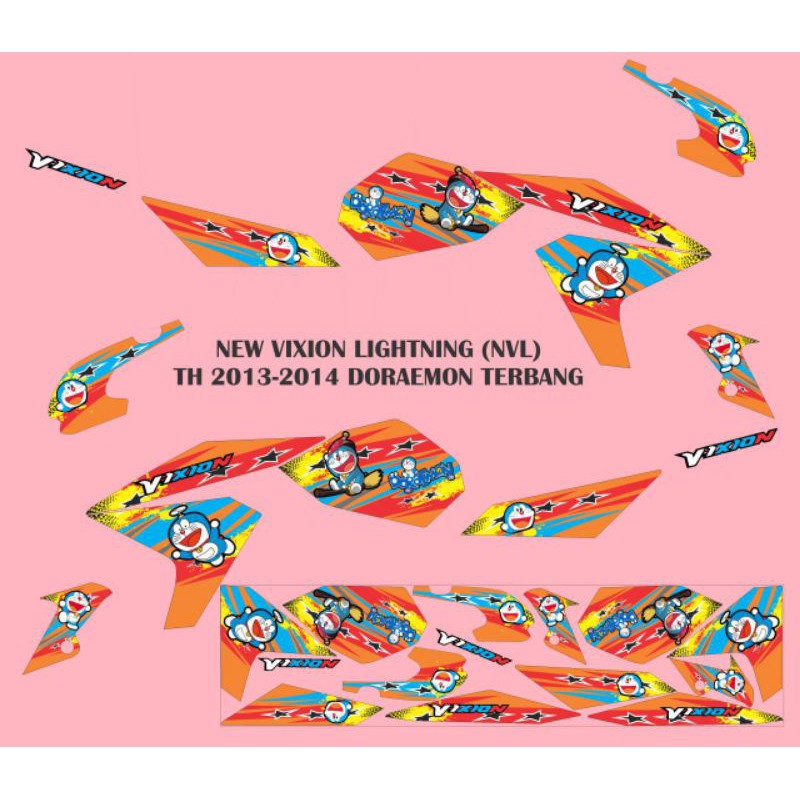 STIKER STRIPING MOTOR NEW VIXION LIGHTNING (NVL) TH 2013-2014 DORAEMON TERBANG