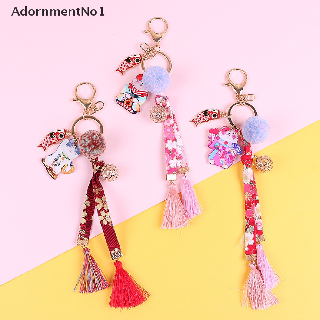 (AdornmentNo1) 1pc Gantungan Kunci Akrilik Model Maneki Neko Lucky Cat Sakura