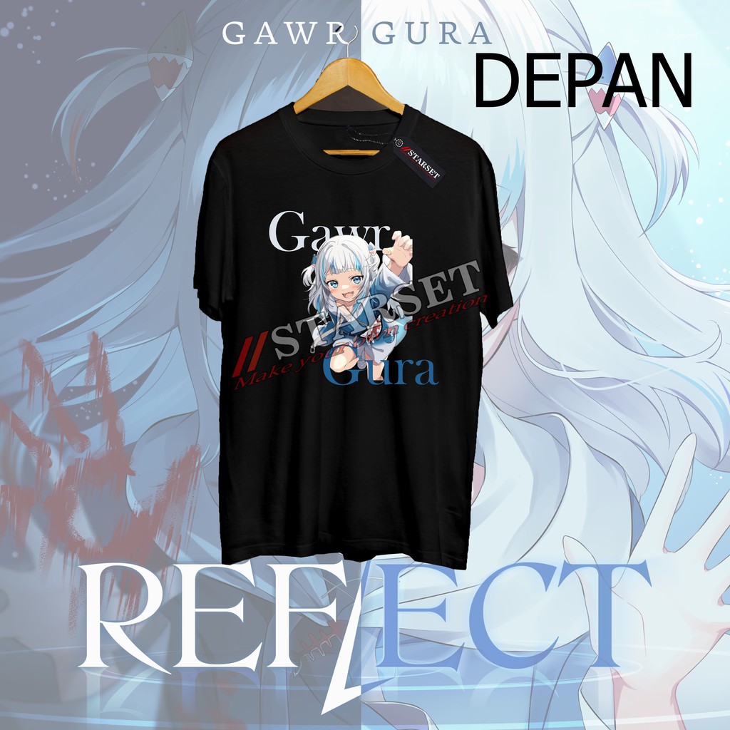 Baju Kaos Tshirt Anime Hololive EN Gawr Gura - Kaos Vtuber