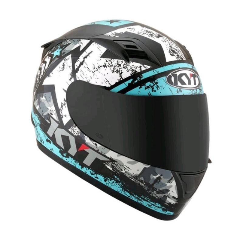 Helm KYT R10 #3 Black Aqua Blue / Helm KYT R10 Original - Charmoto