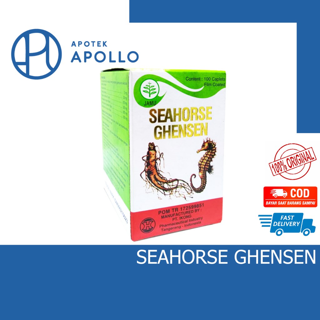 SEA HORSE GHENSEN 100 KAPLET SEAHORSE IKONG ORIGINAL JEN SEN HAI MA KUDA LAUT BUGAR