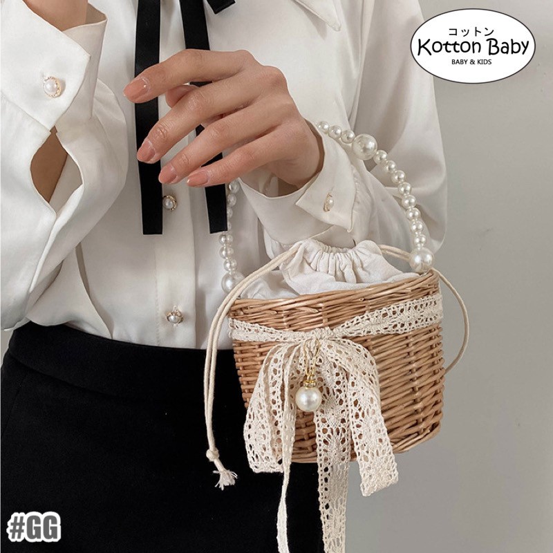 TAS ROTAN FASHION KOREA SELEMPANG JALAN ANAK BAG BAHU LUCU PEREMPUAN CATALOG BDBG GG