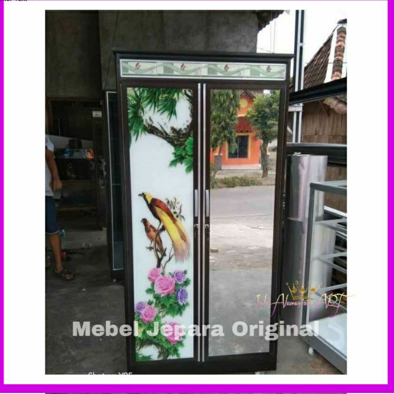 Lemari pakaian Baju Pintu 2 Cermin Kaca - Lemari Minimalis Bahan Alumunium