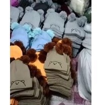 COD terlaris !!Kupluk pompom bordir beruang cute