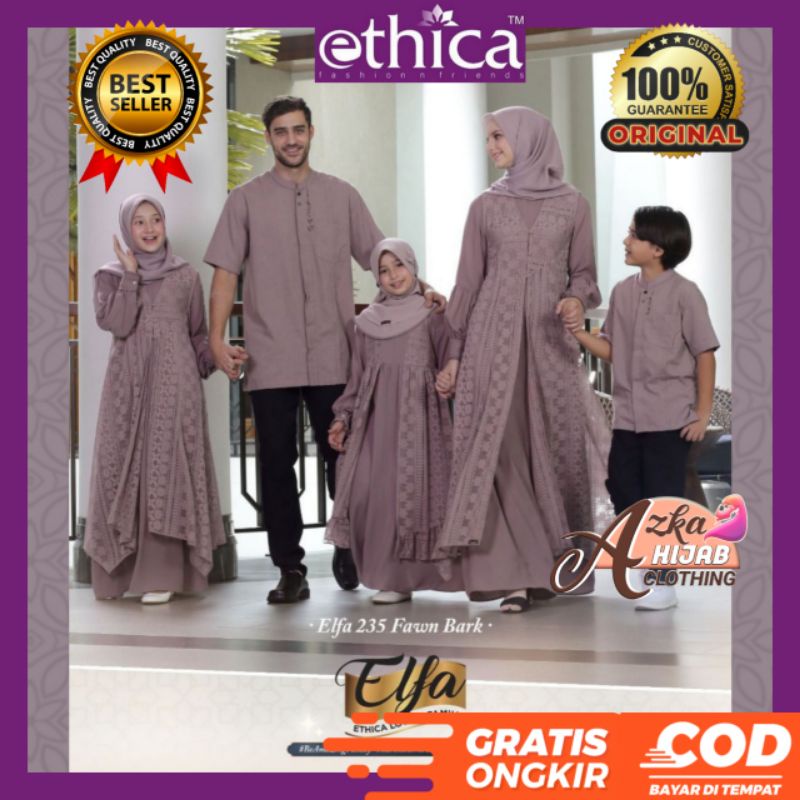 SALE SARIMBIT ETHICA 2022 ELFA 235 FAWN BARK / BAJU COUPLE KELUARGA / BAJU MUSLIM COUPLE KELUARGA / 