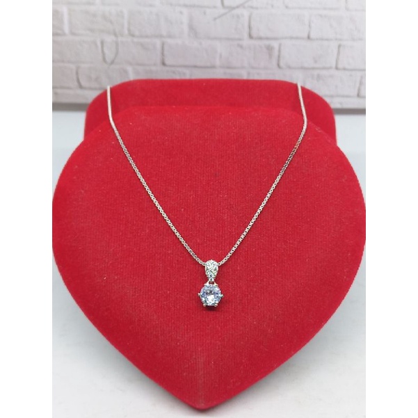 KALUNG ITALI KACA + LIONTIN SOLITAIRE(DESY) MP + TUSUK MP (MODEL GERAK) /KALUNG PERAK ASLI SILVER 925 LAPIS EMAS/ KALUNG FASHION WANITA TERBARU