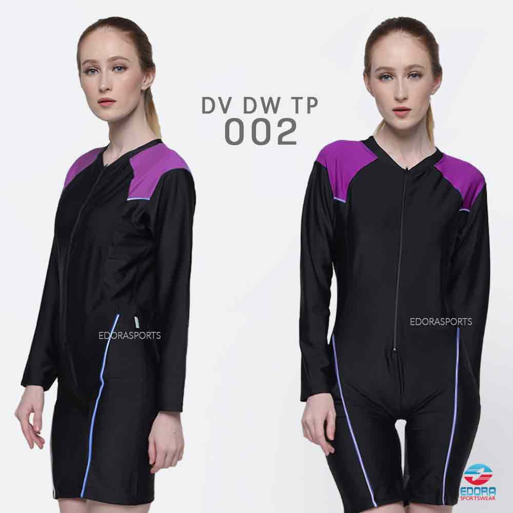 Baju Renang Wanita Jumpsuit Slimfit Lengan Panjang DV DW TP EDORA