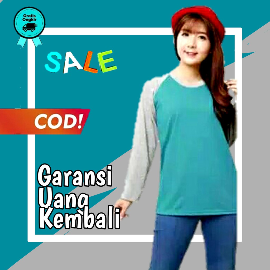 kaos raglan wanita lengan panjang baju wanita lengan panjang baju perempuan lengan panjang ke126