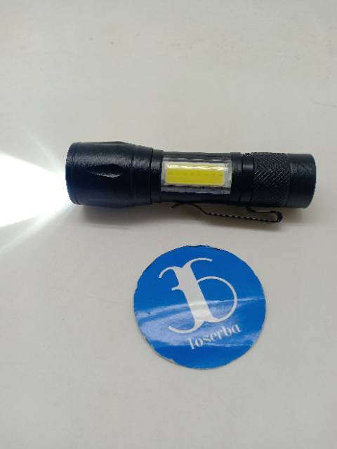 Senter Mini XPE + COB Mini Police 1000 Lumens 3 Mode USB Rechargeable