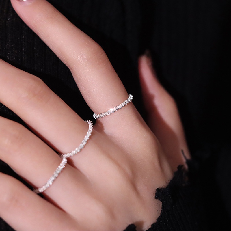 Cincin Jari Kecil Berkilau S925 sterling Perak Perhiasan Fashion Wanita Pertunangan Pernikahan Rings