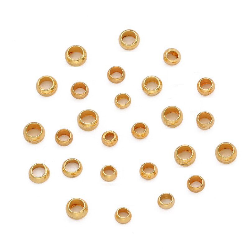 18K Gold Plated 100Pcs 2.5mm 3mm Copper Ball Crimp End Stopper Spacer Beads for DIY Necklace Bracelet Jewelry Findings Making