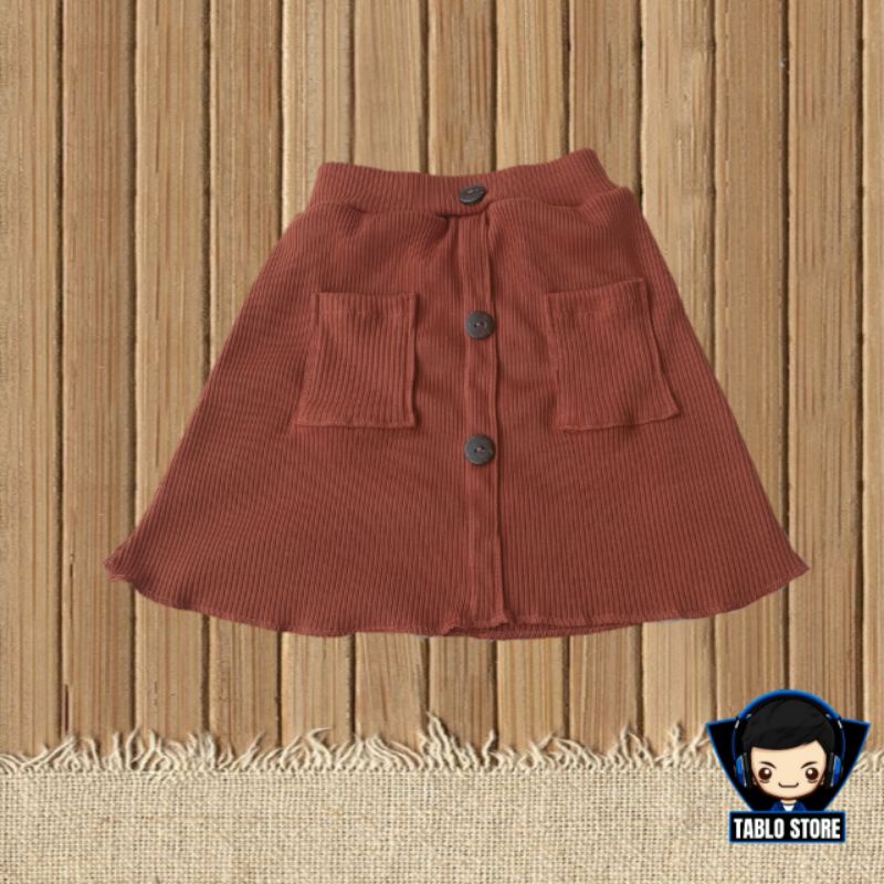 ROK MINI Raisa 1-4 Tahun ROK RIB ANAK Perempuan / Rok Knite Premium / Rok Kancing Batok