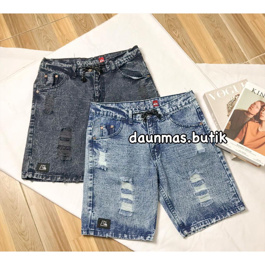 1KG MUAT 3PCS | CELANA JEANS PENDEK SOBEK PRIA WISKER PREMIUM DISTRO