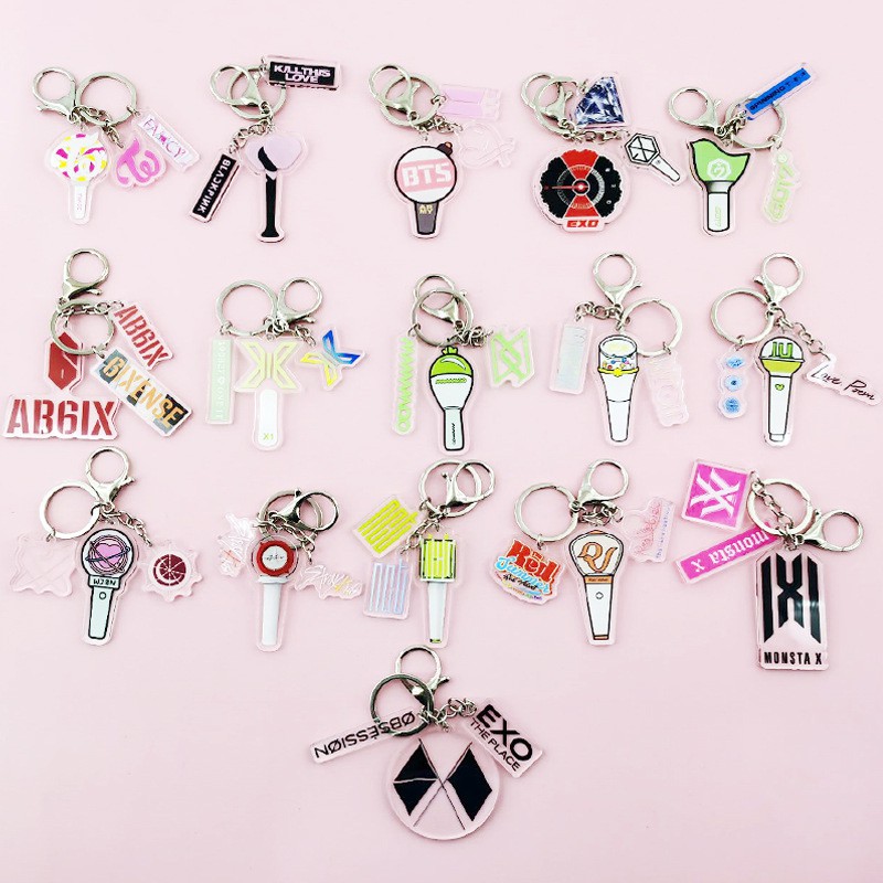 KPOP BTS BLACKPINK TWICE RedVelvet ATEEZ StrayKid IU SJ Keychain EXO GOT7 NCT Key Ring Bag Pendant