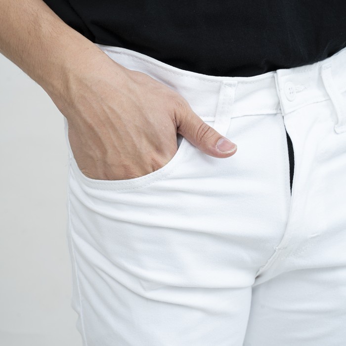 Houseofcuff Celana Chino Panjang Pria Slim fit Stretch Jeans Putih