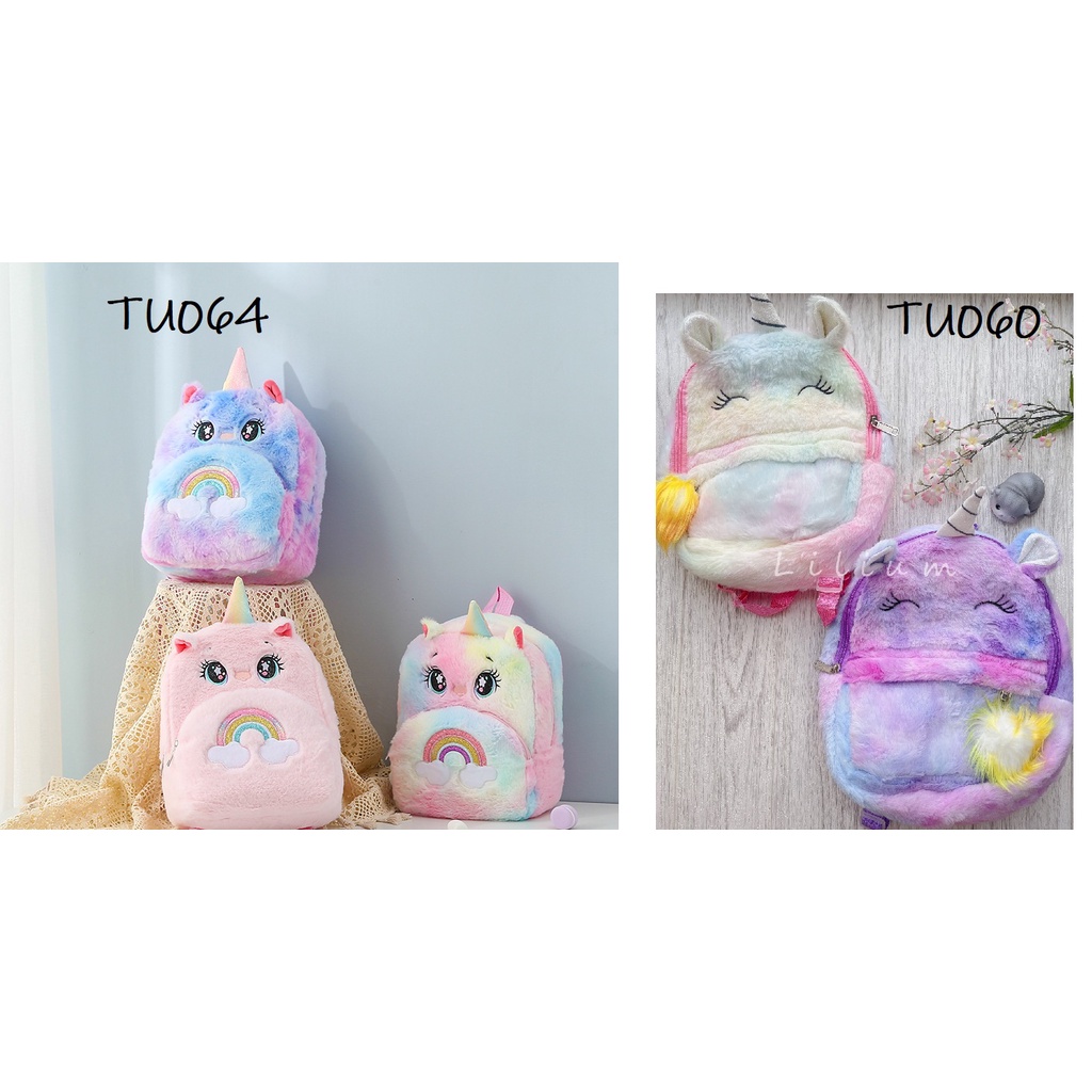 Ransel Tas Unicorn Bulu Fluffy TU018 TU049 TU050 TU060 tas selempang sekolah tk sd paud anak perempuan backpack