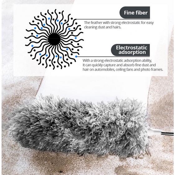 Kemoceng Microfiber magnet Debu Panjang 280cm Extendable Bisa Ditekuk