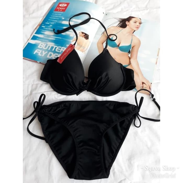 bikini bra set busa push up sexy tali ikat swimwear renang wanita 3324