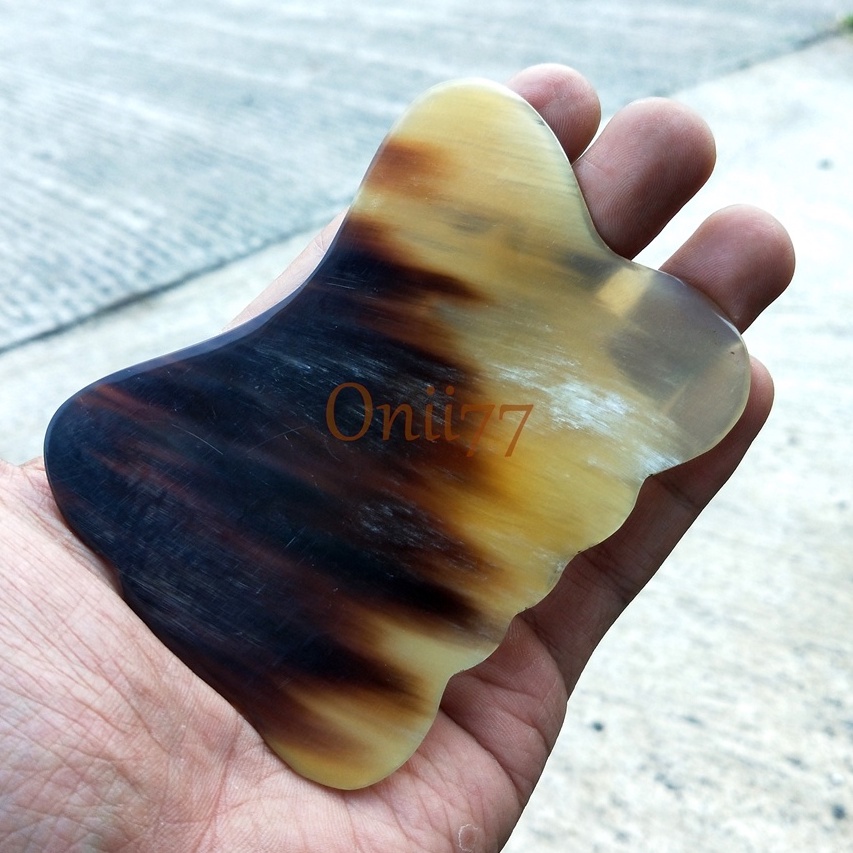 Alat kerik guasha tanduk sapi asli / terapi pijat gua sha tanduk handmade